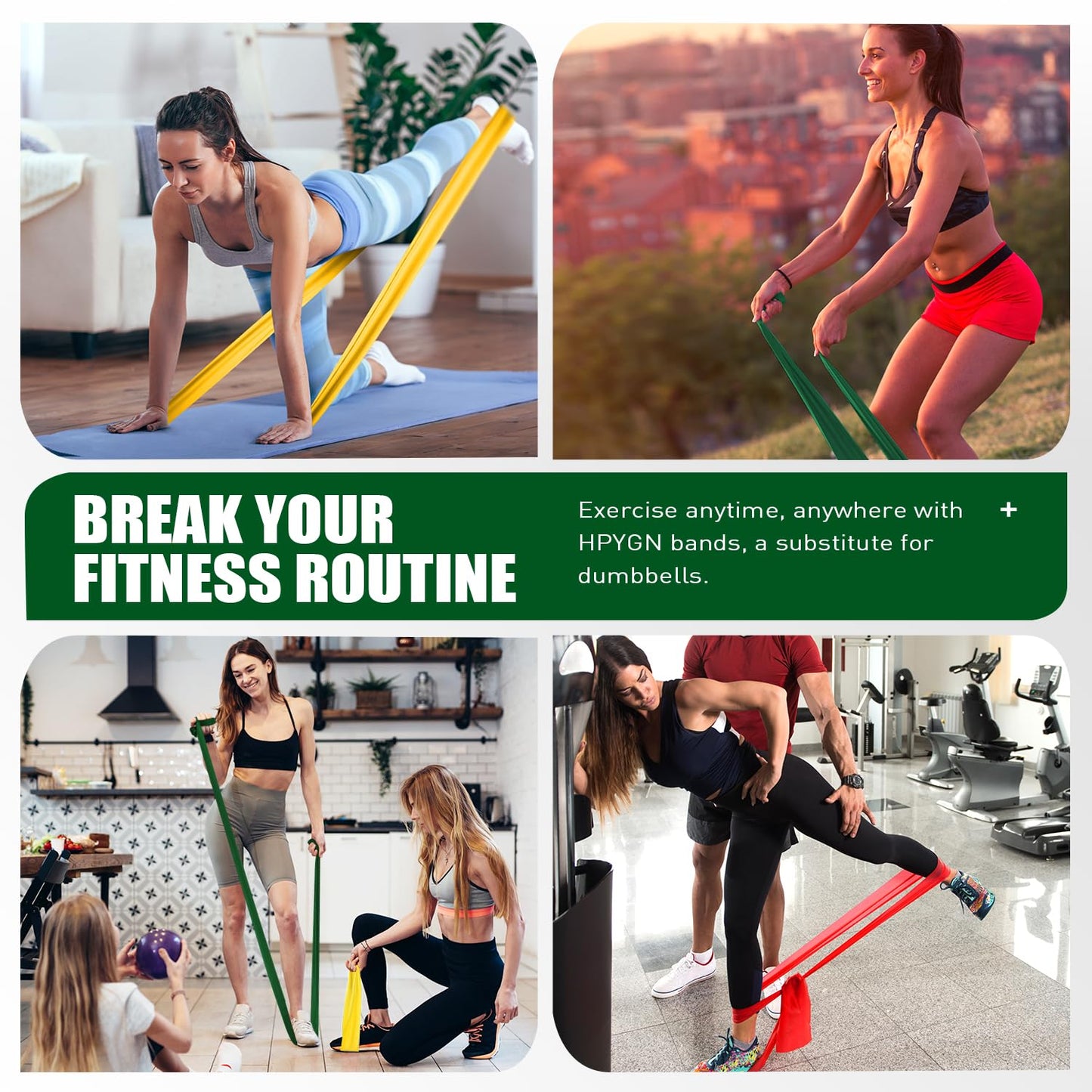 Resistance Bands, Exercise Bands, Physical Therapy Bands for Strength Training, Yoga, Pilates, Stretch Elastic Band with Different Strengths, Workout Bands for Home Gym