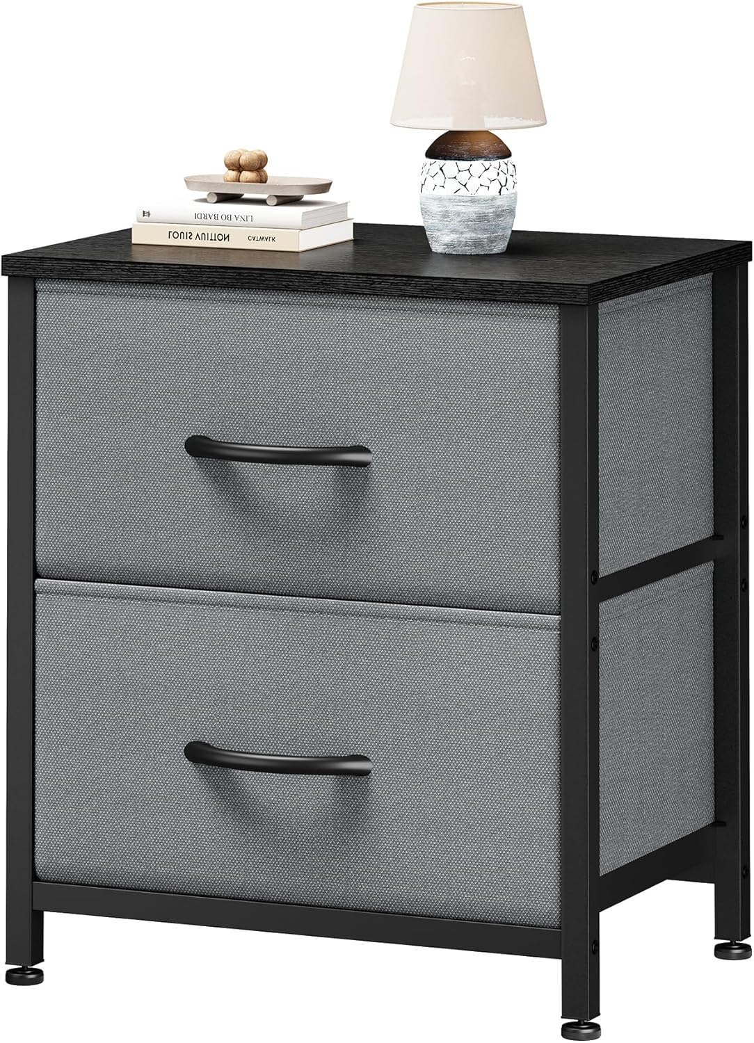 2 20" Closet, Sweetcrispy Nightstand with Storage Drawers, Height End Tabl Small Bed Side Furniture, Wooden Top Fabric