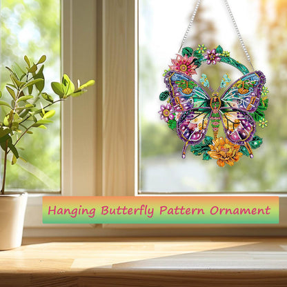 Yunzlly DIY Hanging Diamond Art Ornament Kit Butterfly, Special Crystal Double Sided Diamonds Painting Pendant for Adults, Acrylic Gem Painting Board Kit