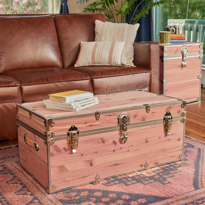 Rhino Trunk & Case Knotty Cedar Chest – Large Storage Box, Coffee Table, End of Bed Trunk or Entryway Storage Bench – 32"x18"x14" USA-Made, Furniture Grade, Heirloom Aesthetic – Strong and Secure