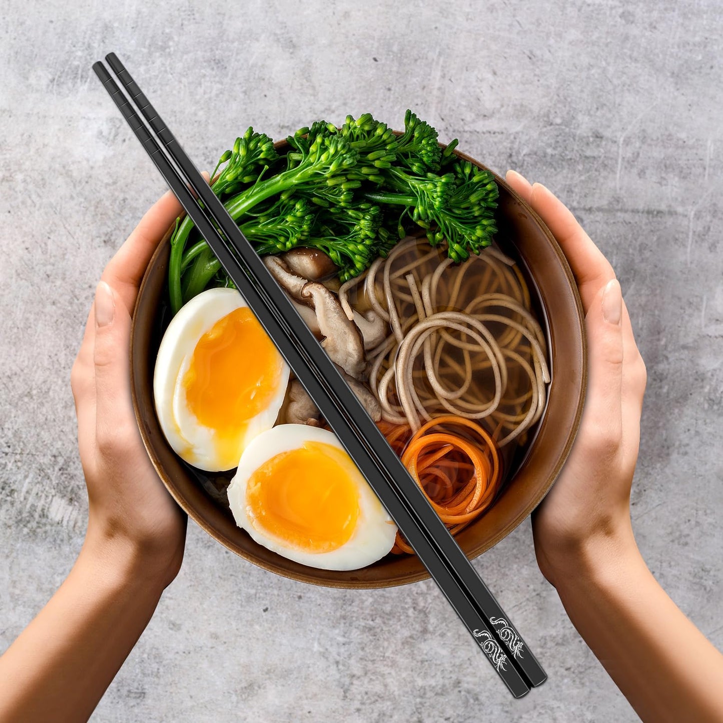 Youda 99.8% Pure TITANIUM Chopsticks 1 Pairs with Black Carrying Case Ultralight and Reusable Chopsticks for Camping, Home, Travel