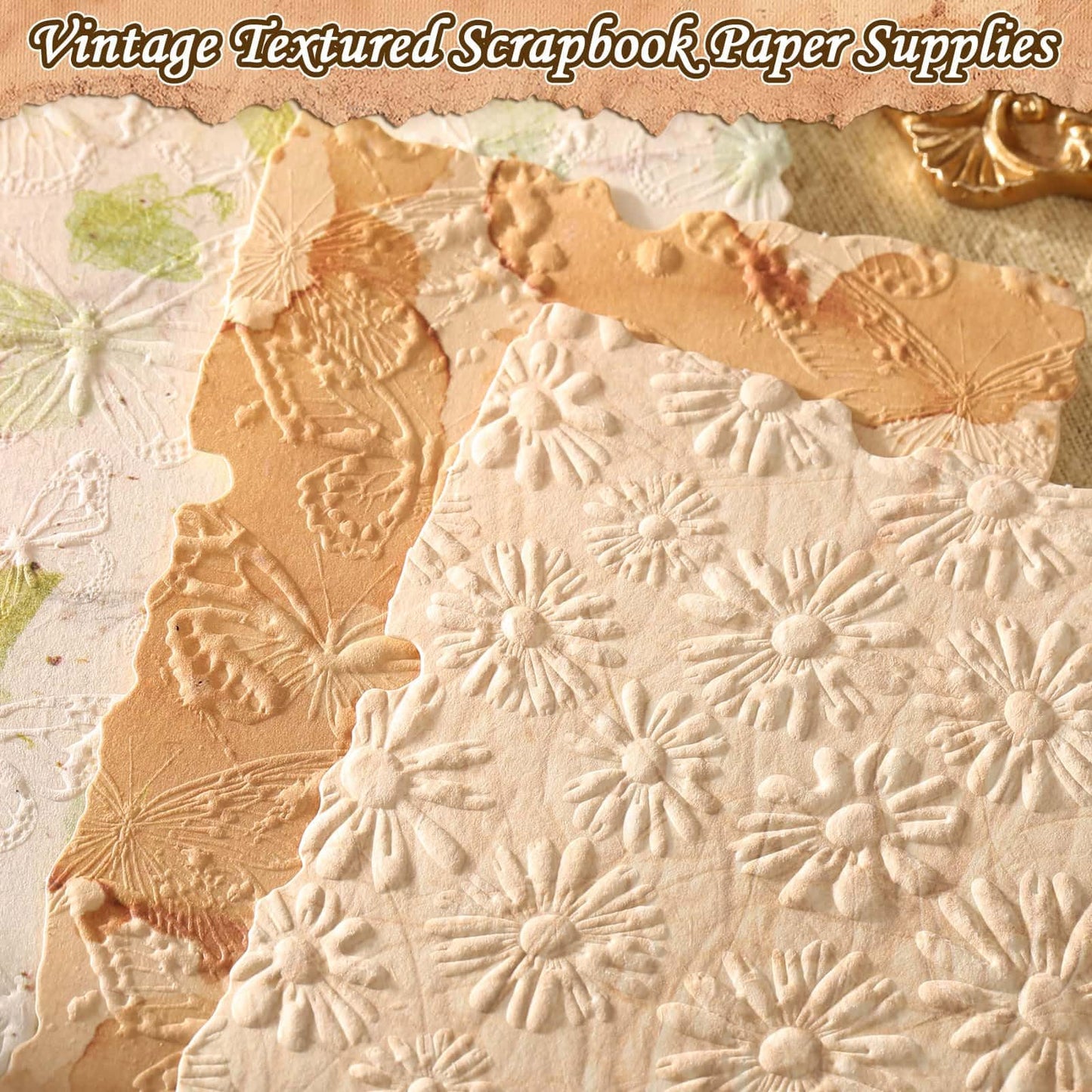 226 Sheets Vintage Scrapbook Paper Kit with Photo Tapes, Textured Scrapbooking Supplies Craft Paper for Junk Journal Supplies Planner Mixed Collage Materials Embellishments