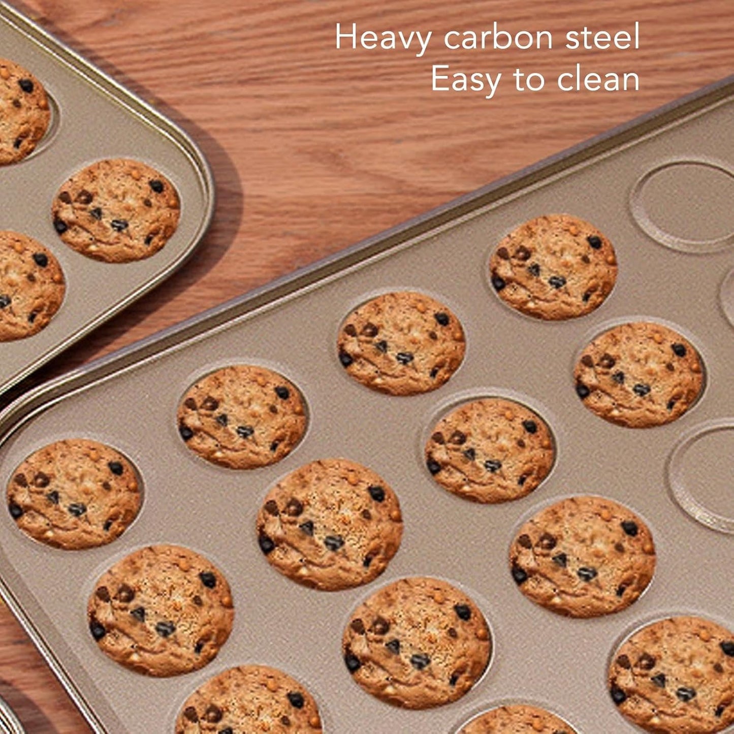 Muffin Top Pan, Non-Stick Coating Baking Tray for High Temperature Muffin Baking, 25 Hole Carbon Steel