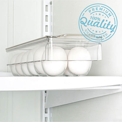 12 count 2 Pack Egg Holder for Fridge Egg Container for Refrigerator Clear Stackable with Lid & Handles