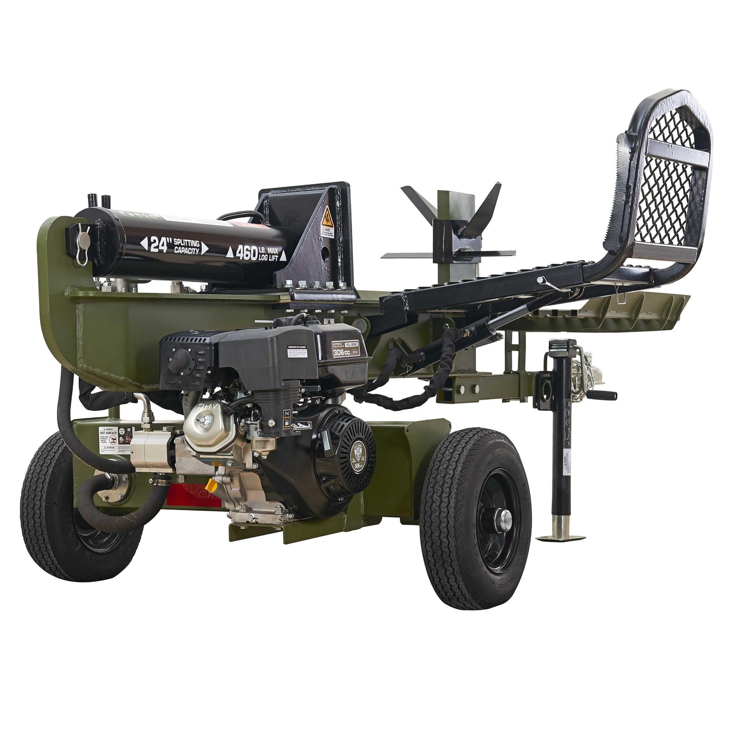 Full Boar 35 Ton 306cc Gas Log Splitter with 4-Way & 6-Way Wedges, Hydraulic Log Lift