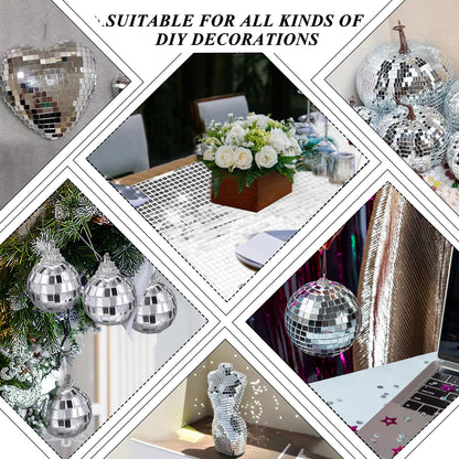 4500 Pcs 10x10 mm Self Adhesive Disco Mirror Tiles, Square Disco Mosaic Tiles, 4D Ball Disco Glass Stickers for Party Decoration, DIY Crafts & Art Collage