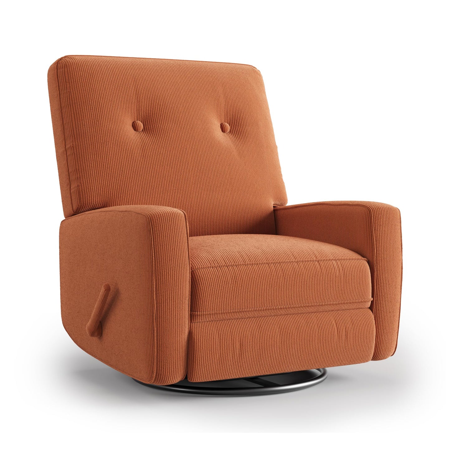 GarveeHome Recliner Chairs, Swivel Rocker Recliner, Glider Recliner Nursery Chair for Adults, 360° Swivel Glider Rocking Chair for Living Room, Bedroom, Office, RV, Small Spaces, Corduroy, Orange