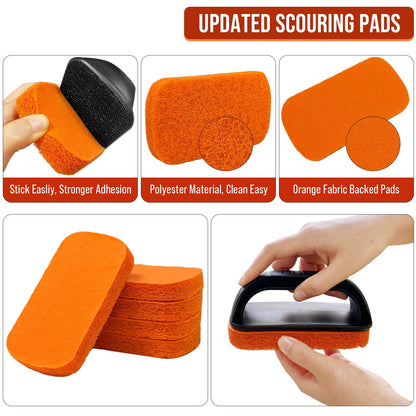 6-Piece Griddle Cleaning Kit for Blackstone, Flat Top Grill Cleaning Kit Non-Scratch Scouring Pads for Kitchen - 5 Scrubber Pads and 1 Handle
