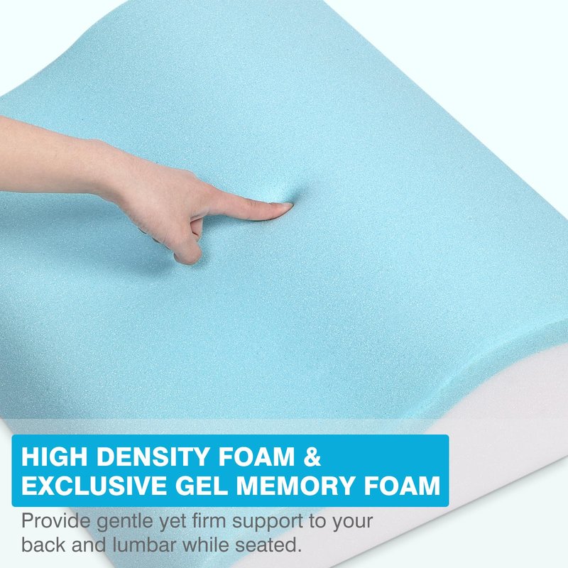 TANYOO Back Support Pillow for Recliner Dual Layer Lumbar Support Pillow with Gel Memory Foam Ergonomic Orthopedic Lumbar Cushions for Elderly Lower Back Pain Relief Washable Cover Khaki