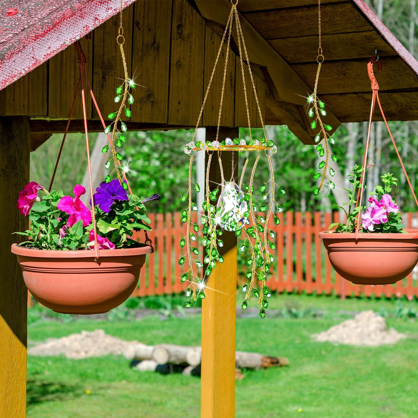 Suncalla 3 Pcs Crystal Suncatchers for Window Boho Decor Plant Sun Catchers Green Plants Artificial Hanging Wind Chime Sun Catchers with Chain Making Rainbow Indoor Outdoor Decor Plant Lover Gift
