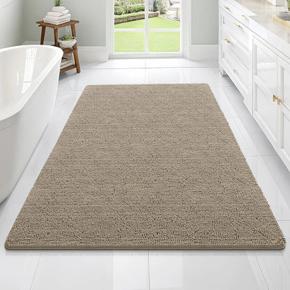 OLANLY Large Bathroom Rugs - Extra Soft Chenille Bath Mats | Quick-Dry, Machine Washable, Warm Taupe 70x46