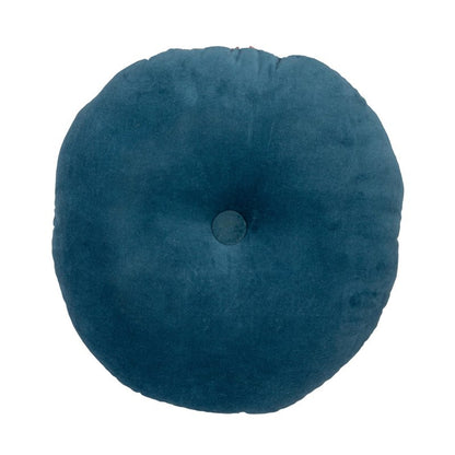 18 Inches Round Cotton Pillow with Tufted Scallop Pattern, Navy Blue and Pink