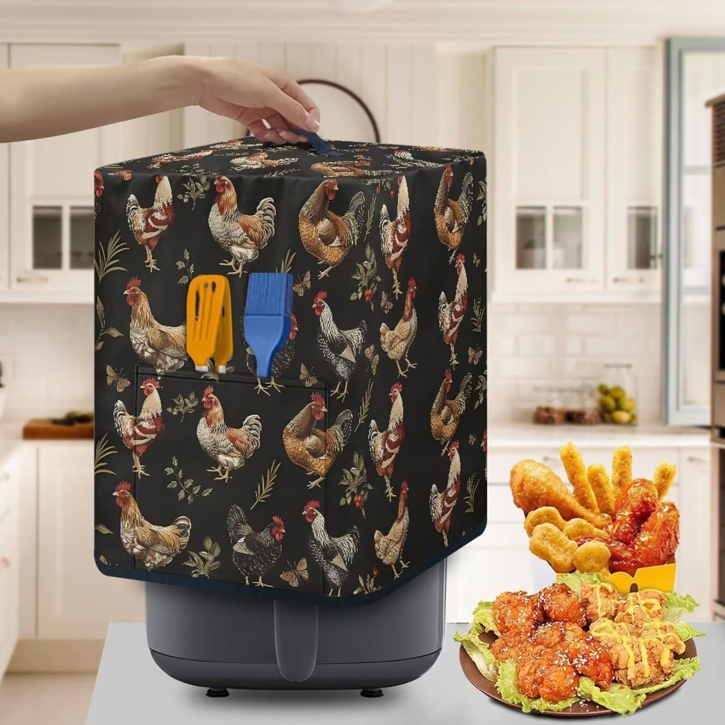 Insulated Air Fryer Kitchen Appliance Cover with Handle and Storage Pocket for Spoon, Cooking Utensils, Easy Cleaning