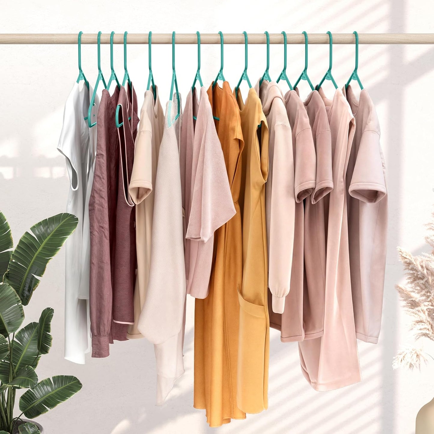 Plastic Hangers 20 Pack Aqua - Space-Saving Clothes Hangers for Closet Organization | Perfect for Coats