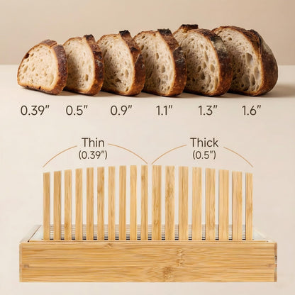 10.5" Bamboo Bread Slicer for Homemade Bread - Sourdough Slicing Guide with Crumb Catcher & Stable Mortise-Tenon Structure