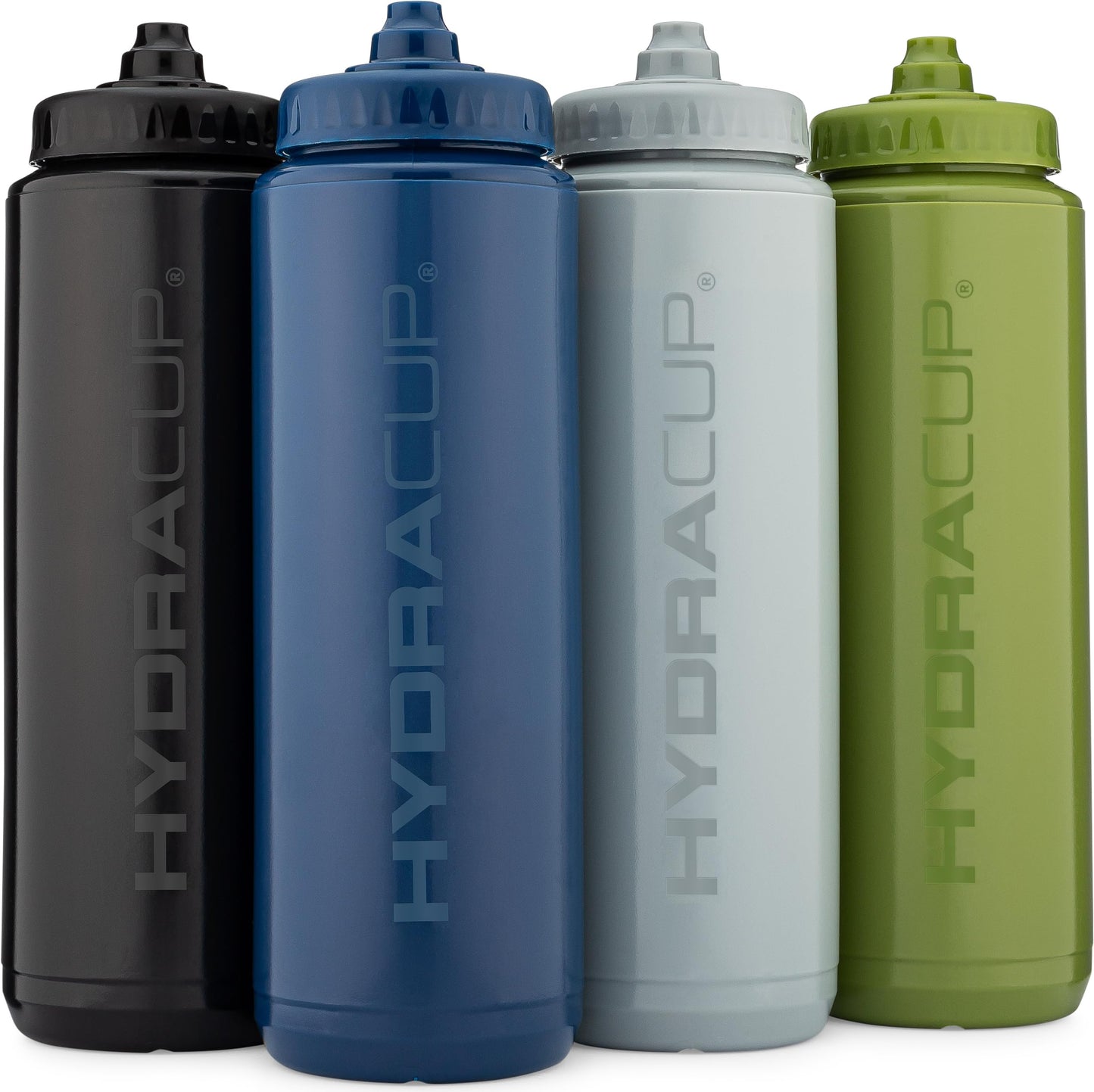 Hydra Cup Sport 4 Pack 32 oz Squeeze Water Bottles, Sports Water Bottle Pack with Fast Flow Valve, BPA-Free Squirt Water Bottles (Dark Colors)