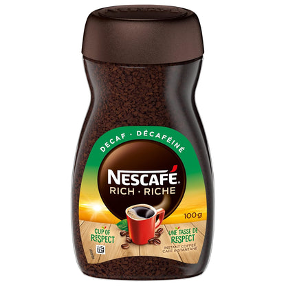 NESCAFÉ RICH Decaffeinated Dark Roast Instant Coffee - 100g Pack for Smooth Flavor
