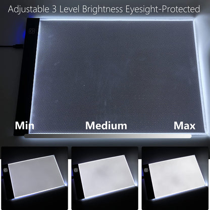 A4 Light Pad for Diamond Painting - Sponake Light Board Tracing with 3 Level Brightness Apply to Full Drill & Partial Drill 5D Diamonds Art - Craft, Sketching, Animation,Weeding Vinyl