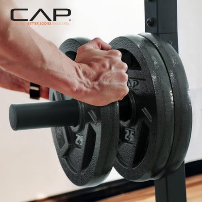 CAP Power Rack with Pull Up Bar & Attachments - Squat Rack & Strength Training Power Cage for Home Gym - BLACK