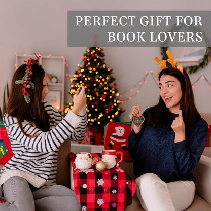 2025, Book Christmas Ornament Wooden Bookshelf Book Lovers Gifts Christmas Tree Decor, Just A Girl Who Loves Books