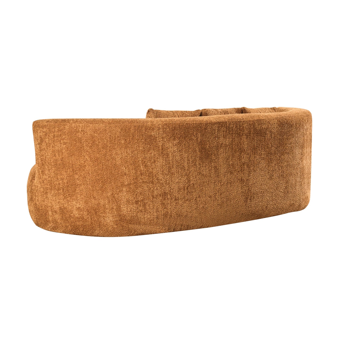 Christopher Knight Home Nomad Curved Sofa, 90" Boucle Upholstered 3 Seater Couch with Decor Cushions, Modern Cloud Couch with Deep Seat, Fabric Upholstered Seating Set for Living Room Bedroom, Camel