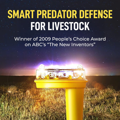 Solar Foxlights Predator Deterrent 9-LED Night Wildlife Repeller with 360° Coverage, Random Flashing Colors – Humane, Solar or Battery-Powered Protection for Chickens, Goats, Gardens Farms & Vineyards