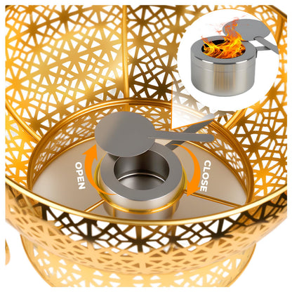 8QT Gold Chafing Dish Buffet Set, Luxury Stainless Steel Food Warmer, Elegant Hollow-Out Design Catering Server for Weddings, Parties, Hotel, Banquets, Christmas & Home Entertaining（2 pcs）
