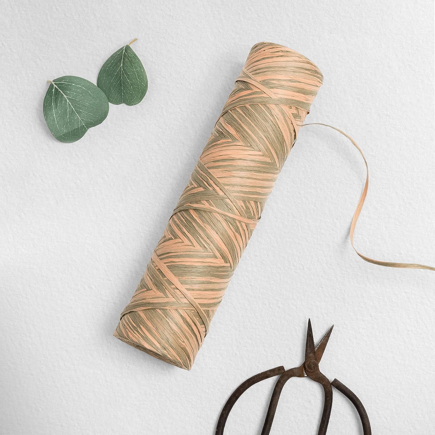 GoDear Design 371 Yards Paper Raffia Ribbon, 3 mm Wide Twisted Natural Ribbon Paper String, Paper Twine Craft String for Gift Wrapping Packing, Raffia Yarn for Crocheting DIY Décor, Coral Orange