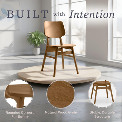 Alaterre Furniture Calais Mid Century Modern Dining Chairs Set of 6 - Solid Wood Chair Set with Armless Design - Mid Century Modern Furniture for Dining Room and Kitchen (Pecan Finish)