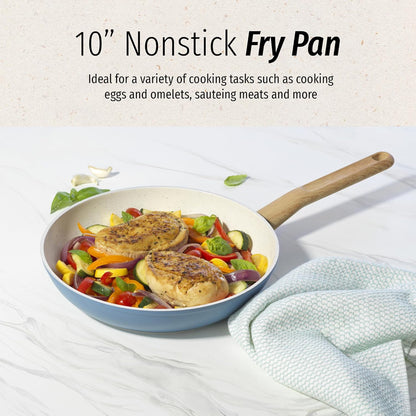 GoodCook 10” Healthy Ceramic Titanium-Infused Fry Pan, Light Blue – Nonstick Induction Cookware for Eggs, Meats,