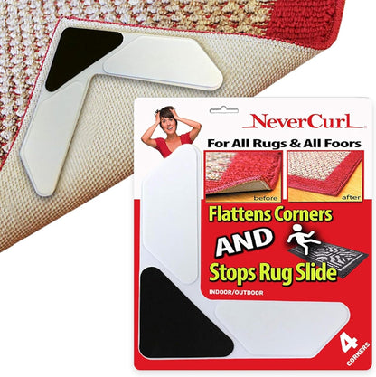 StepNGrip Rug Corner Grippers 4-Pack, Reusable Carpet Grip Pads to Hold Rugs in Place, 6.5 x 6.5 Inches