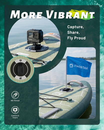 iTAOSTAR C03GP 35" Wide Paddle Board, More Fun SUP Board with 5 Fins，12 Foot Stand Up Paddle Board with Premium SUP Accessories for Adults of All Skill Levels
