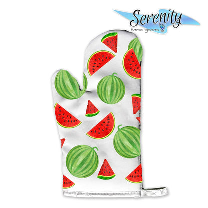 Summer Home Decor, Decorative Kitchen Oven Mitt Hot Plate Pot Holders, Sweet Summertime Watermelon Design