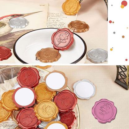 CRASPIRE 100pcs Skeleton Wax Seal Stickers - Black Moon Rose Butterfly Gothic Decoration Adhesive Envelope Sealing Stickers for Halloween Birthday Gift Party Craft