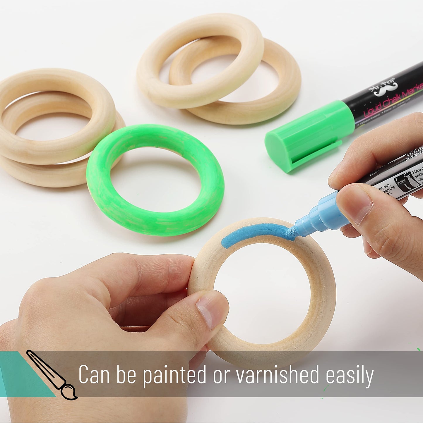 Mr. Pen Birch Wooden Rings, 2.7", 10 Pack, Wooden Rings for Crafts