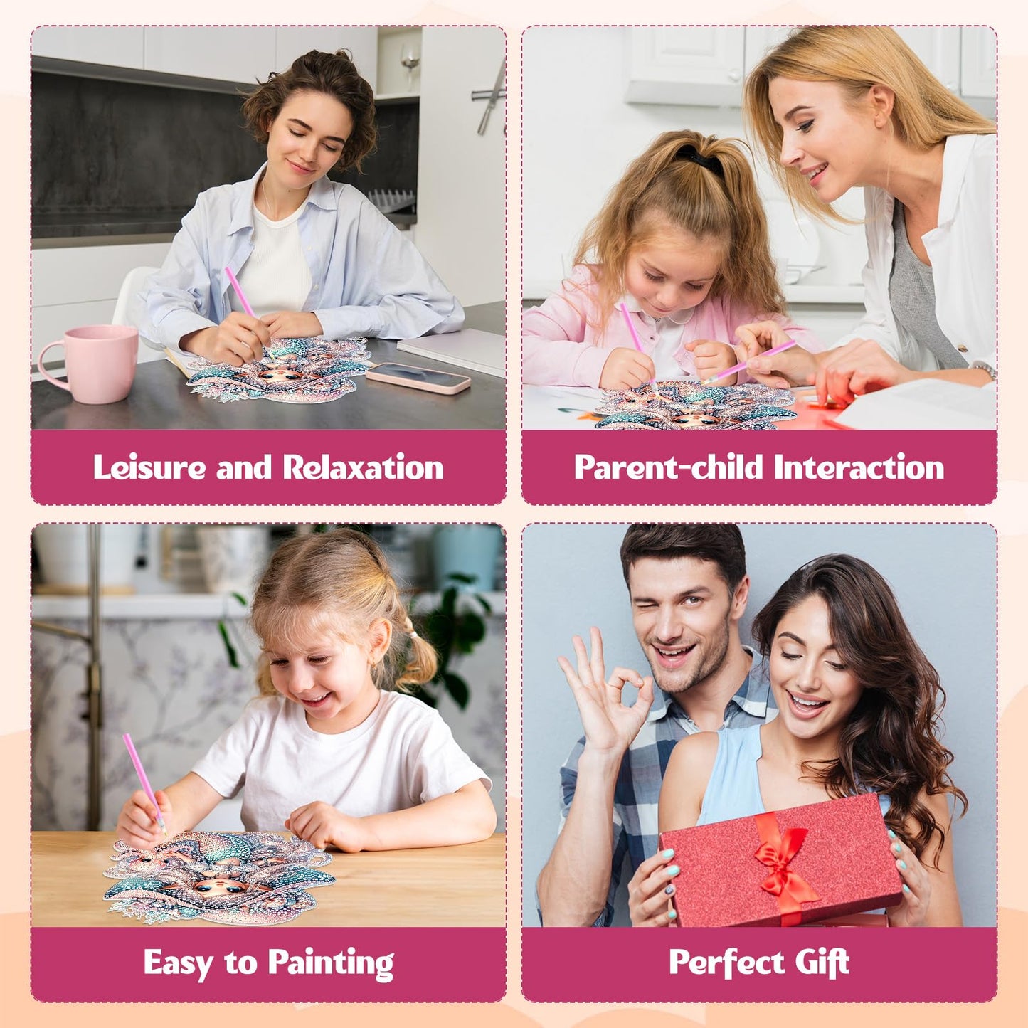 GHHKUD Mermaid and Octopus Diamond Art Hanging Kits for Adults, DIY Double Sided Diamond Painting Hanging, Special Shaped Acrylic Ornaments Pendants for Window Home Garden Wall