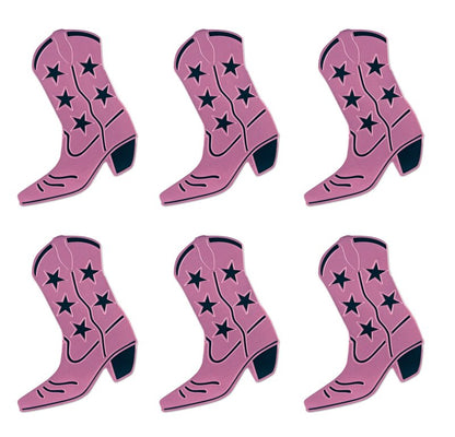 Beistle , 6 Piece Foil Cowboy Boot Silhouettes, 16'' (Pink/Black)