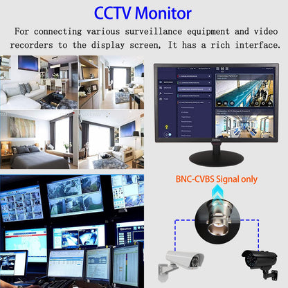 Elweyoo 22 inch Monitoring LCD Display Security Camera Monitor Multifunction Interface HDMI, AV, BNC, VGA, USB, PC Input CCTV Computer Monitor Built-in Speaker 1920x1080 Full HD, Black
