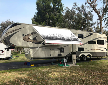 Leaveshade RV Awning Fabric Replacement Camper Trailer Awning Fabric Super Heavy Vinyl Coated Polyester 17'3''(Fit for 18' Awning)-Mountains (Custom Looking)