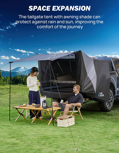 JOYTUTUS Full-Size Truck Tent with Awning and Truck Bed Soft Topper Camper Shell for F150 2015-2025 with 5.5ft Bed