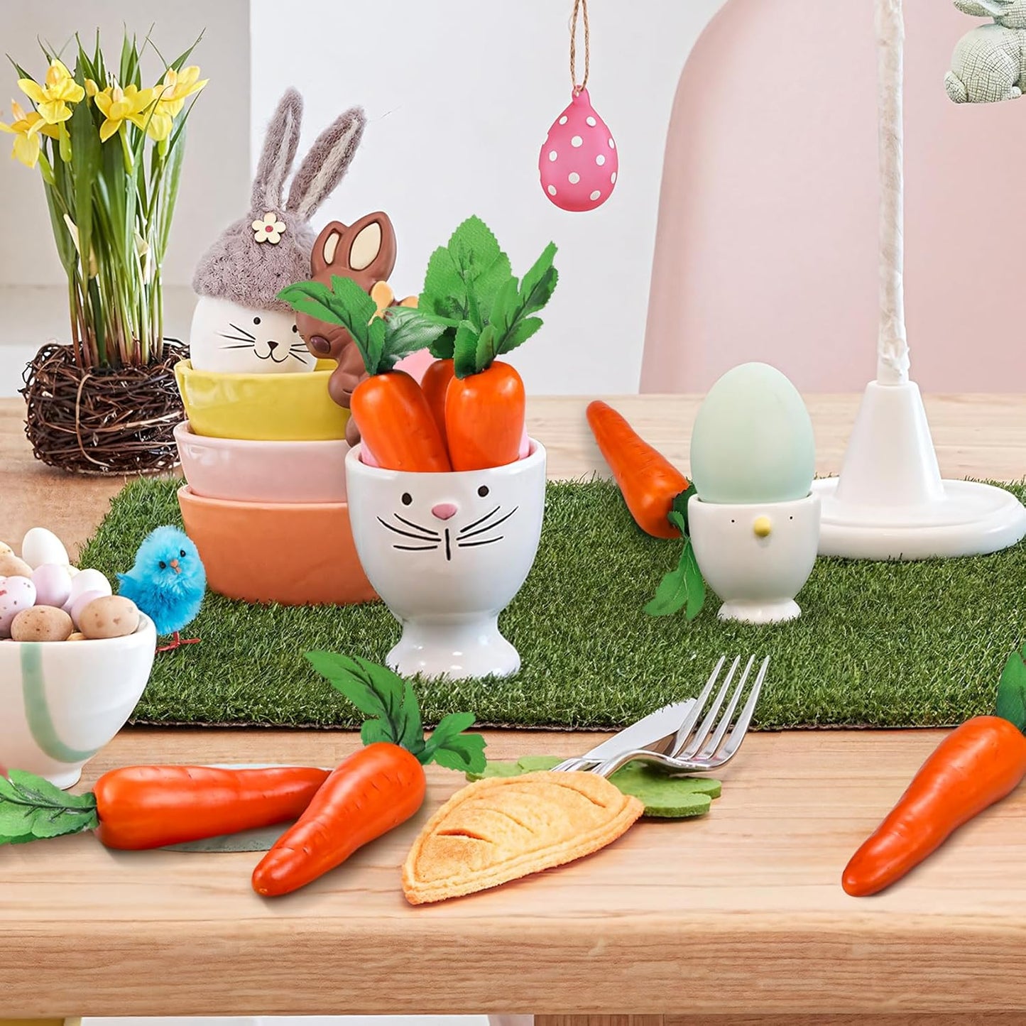 Lorigun 5 Pcs Simulation Carrots, Artificial Vegetables for Home and Kitchen Decorations