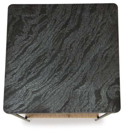 Signature Design by Ashley Minrich Eclectic Accent Table with Lower Shelf, Black & Light Brown