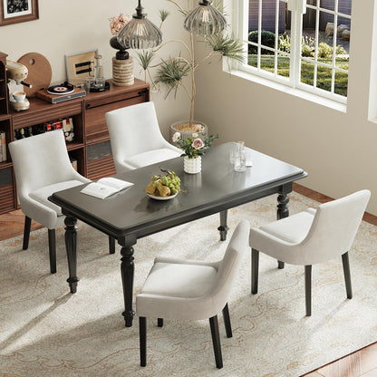 COLAMY Upholstered Dining Chairs Set of 6 with Mid Back and Wood Legs, Modern Accent Side Chairs for Living Room/Dining Room-Beige