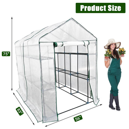 Greenhouse for Outdoors,Walk in 3-Tier 9 Shelves Green House w/Roll-Up Zippered Door Anchors and Ropes,Waterproof & UV Protected Plant Garden Hot House for Garden Patio Backyard,57 x 85 x 76''