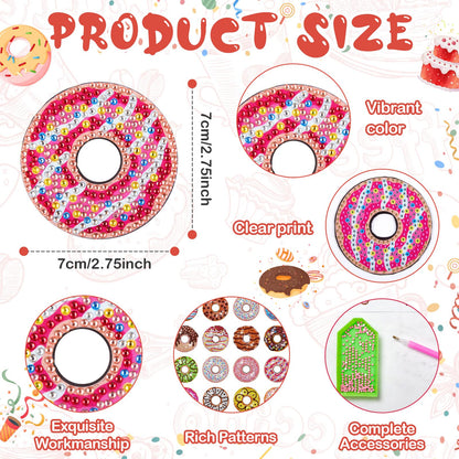 Xuhal 16 Pcs Diamond Painting Magnets DIY Diamond Painting Kits for Gem Art Magnet Refrigerator Stickers for Beginners Adults DIY Crafts Home Decors Party Birthday Gifts(Donut)
