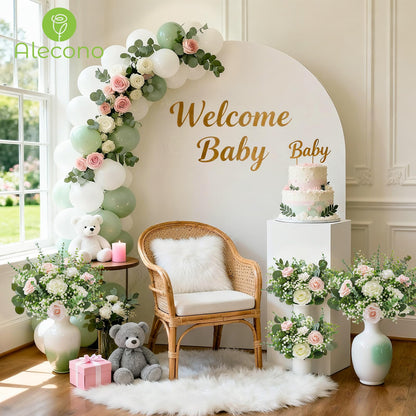 Alecono 5 Kinds Mixed Artificial Greenery Eucalyptus Stems Bulk, Babys Breath Artificial Flowers and Fake Sliver Dollar Leaves for Centerpieces DIY Bouquet Wedding Home Decor(100 Pcs)