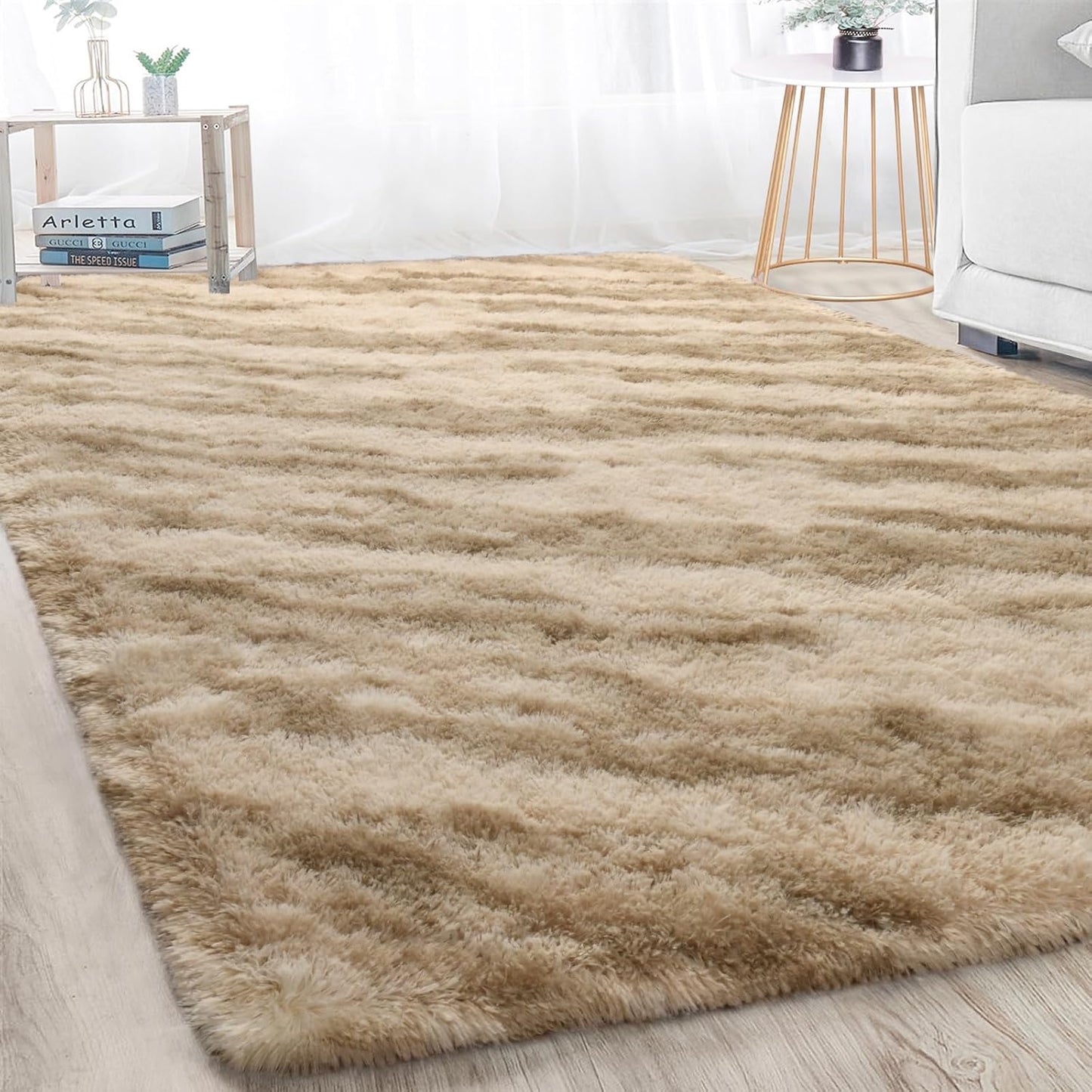 4x6 Merelax Area Rugs for Living Room Bedroom, Machine Washable Feet Soft Fluffy Shaggy Bedside Rug, Indoor Floor
