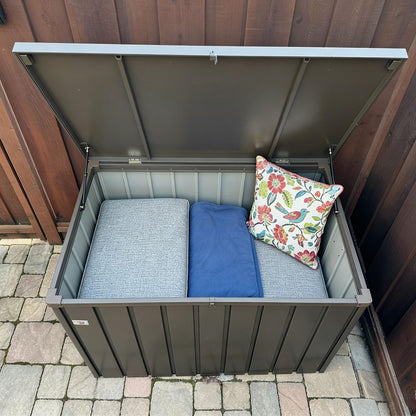 PURPLE LEAF Outdoor Deck Box 160 Gallon Waterproof Lockable Storage Box Container with Lid Deck Organization for Patio Cushions Side Table Pool Accessories Garden Tools, Brown