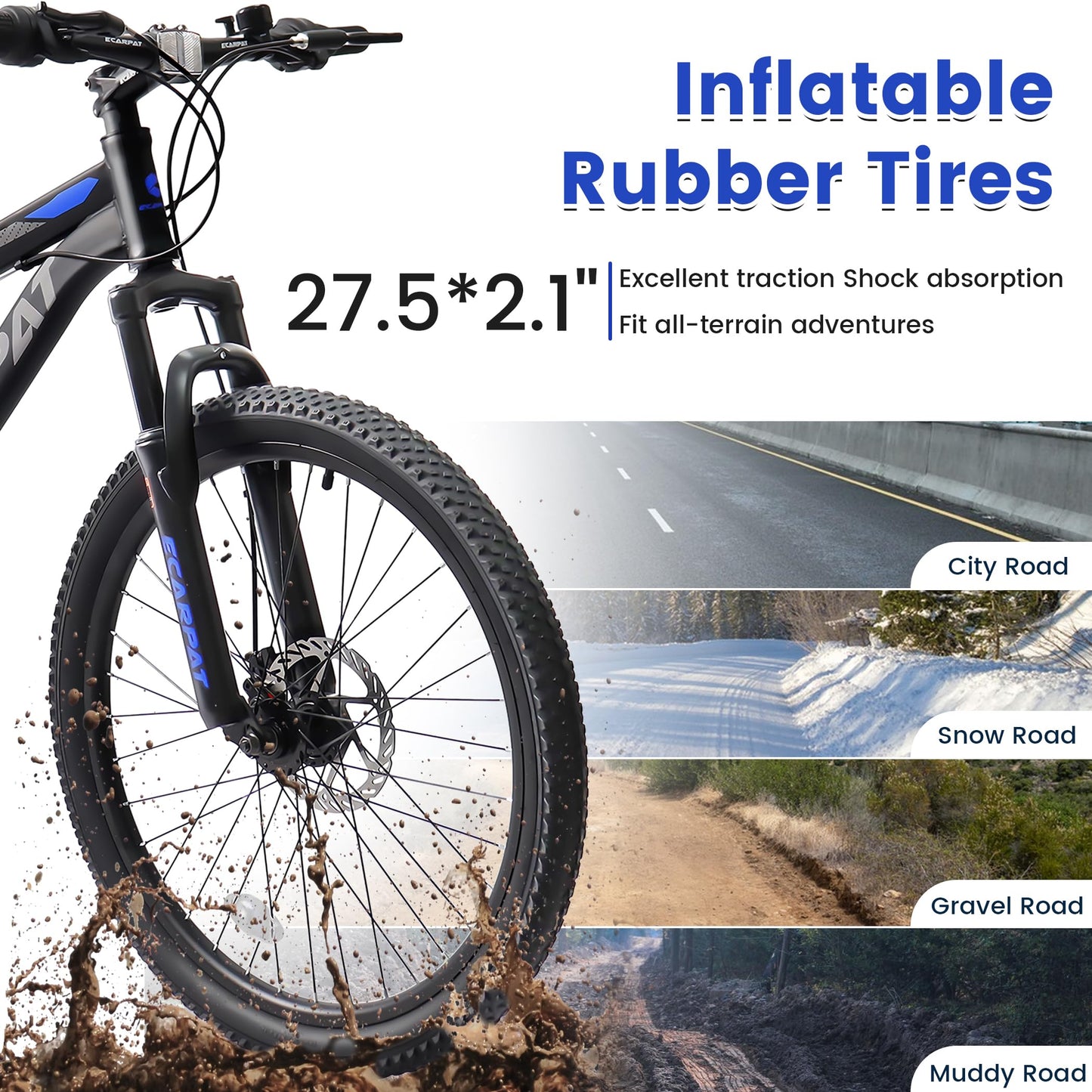 KIAPALNO 26 Inch Mountain Bike, Dual Full Suspension 21 Speed Womens Mens Mountain Bikes, Commuter Bike with Carbon Steel Frame and Dual Disc Brakes