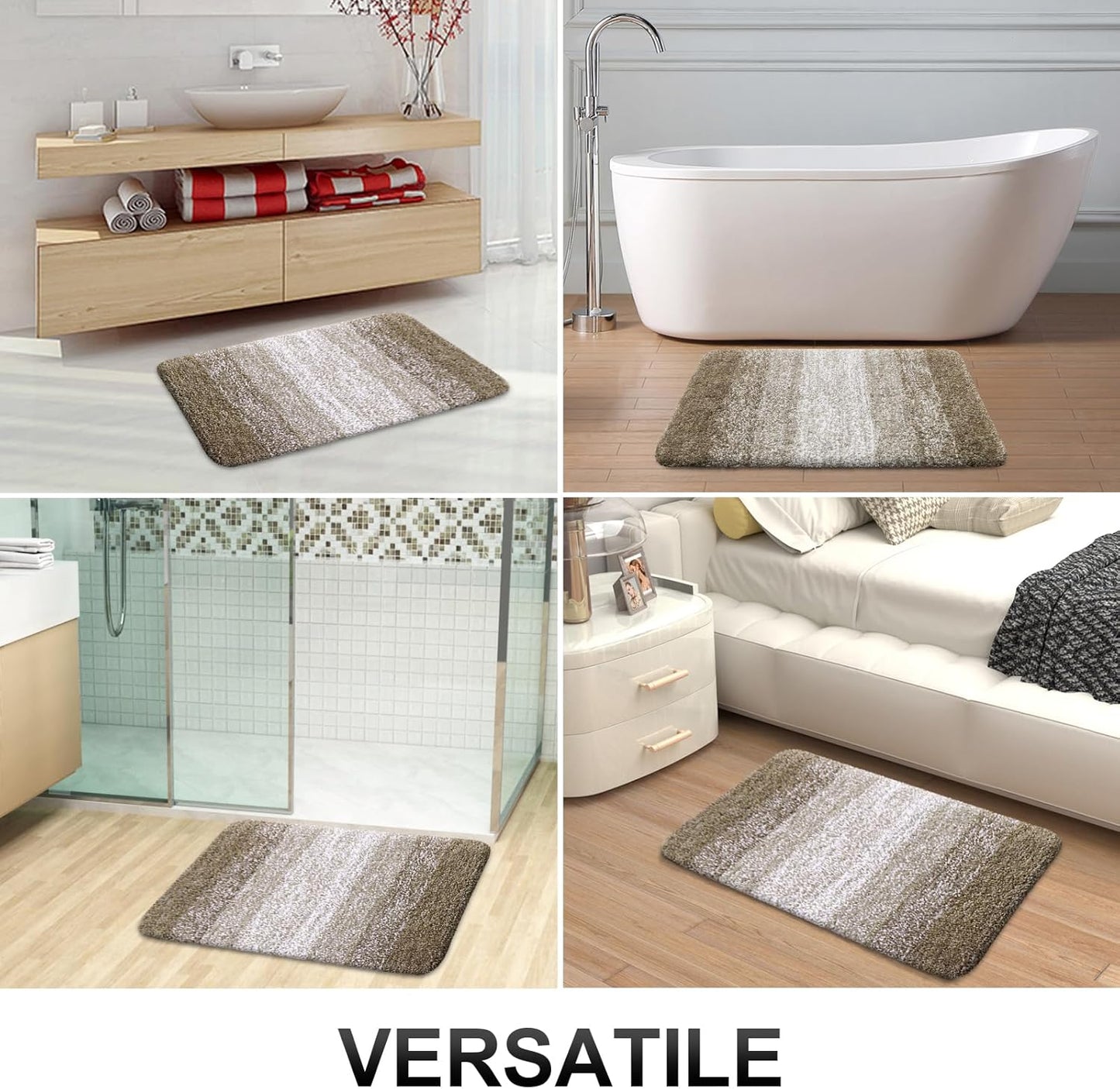 OLANLY Bathroom Runner Rugs - Extra Soft Microfiber Mat 47x24 | Quick Dry, Washable, Rubber Backing, Coffee Color